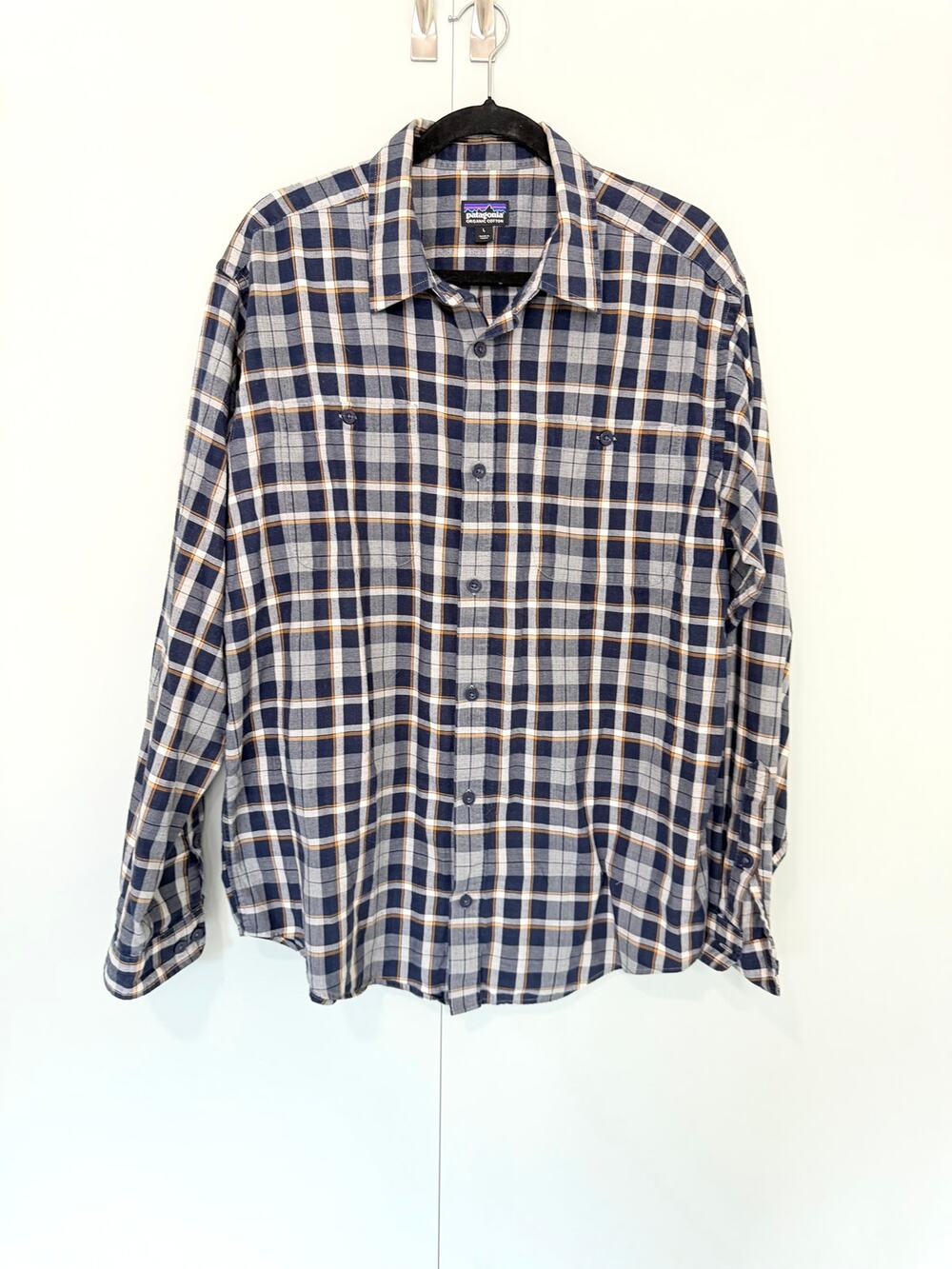 PATAGONIA Men's Long-Sleeved Organic Cotton Shirt Navy Plaid STY53837